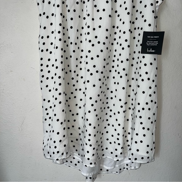 NWT Lulus Genuine Adoration White Polka Dot Babydoll Dress Sz M Shift Sleeveless - Picture 7 of 11